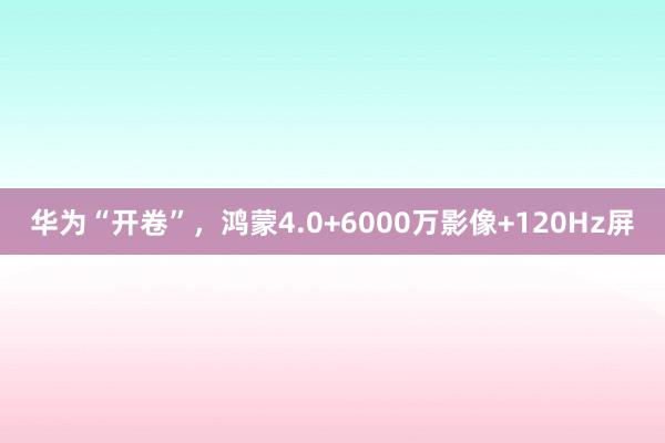 华为“开卷”，鸿蒙4.0+6000万影像+120Hz屏