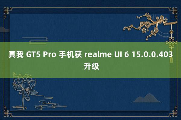 真我 GT5 Pro 手机获 realme UI 6 15.0.0.403 升级