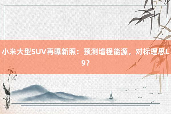 小米大型SUV再曝新照：预测增程能源，对标理思L9？