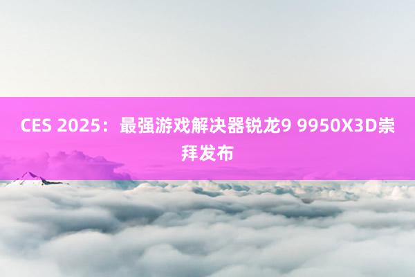 CES 2025：最强游戏解决器锐龙9 9950X3D崇拜发布