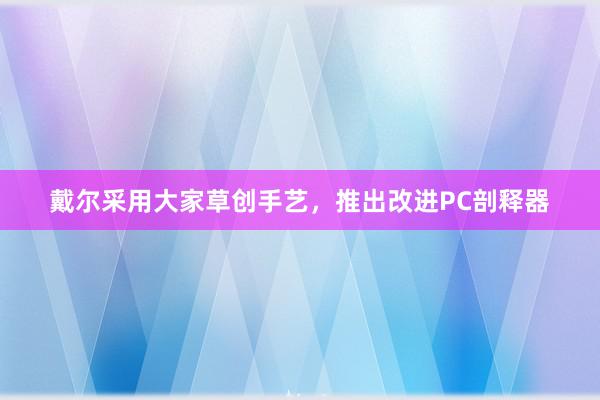 戴尔采用大家草创手艺，推出改进PC剖释器