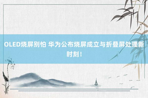 OLED烧屏别怕 华为公布烧屏成立与折叠屏处理新时刻！