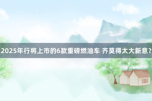 2025年行将上市的6款重磅燃油车 齐莫得太大新意？