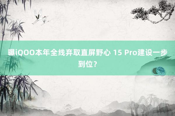 曝iQOO本年全线弃取直屏野心 15 Pro建设一步到位？