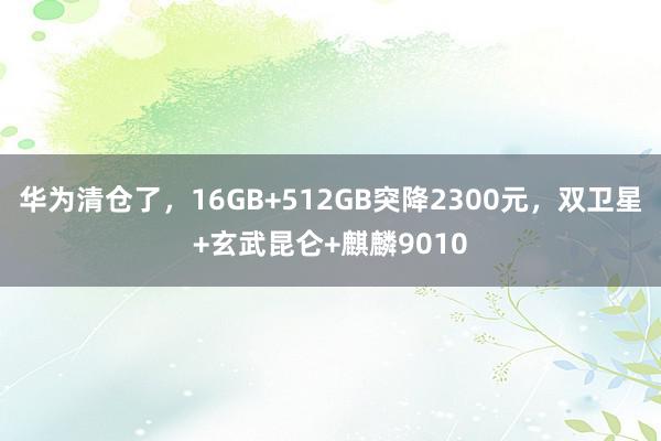 华为清仓了，16GB+512GB突降2300元，双卫星+玄武昆仑+麒麟9010