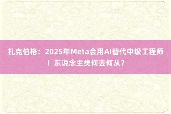 扎克伯格：2025年Meta会用AI替代中级工程师！东说念主类何去何从？