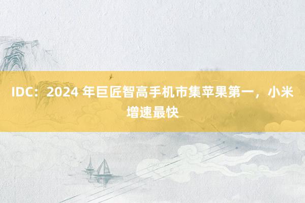 IDC：2024 年巨匠智高手机市集苹果第一，小米增速最快