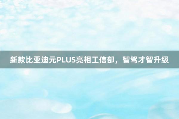 新款比亚迪元PLUS亮相工信部，智驾才智升级