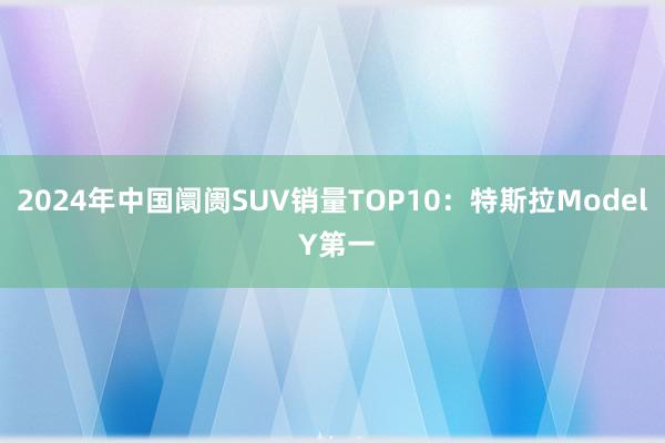 2024年中国阛阓SUV销量TOP10：特斯拉Model Y第一