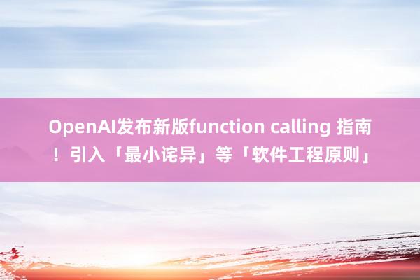 OpenAI发布新版function calling 指南！引入「最小诧异」等「软件工程原则」