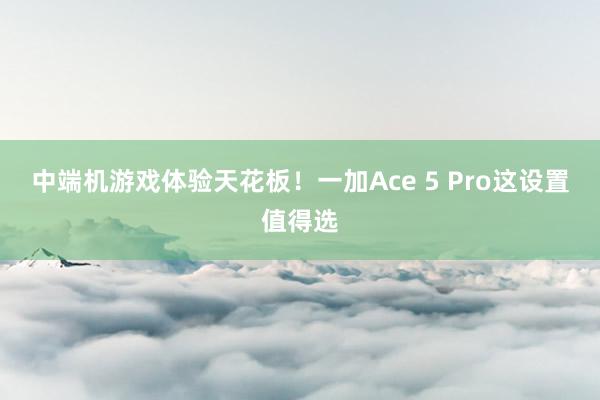 中端机游戏体验天花板！一加Ace 5 Pro这设置值得选