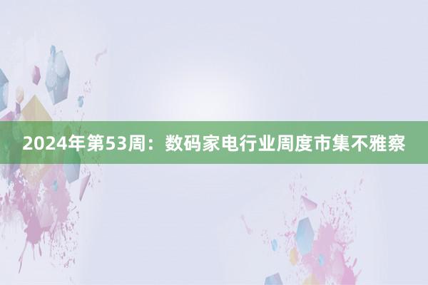 2024年第53周：数码家电行业周度市集不雅察