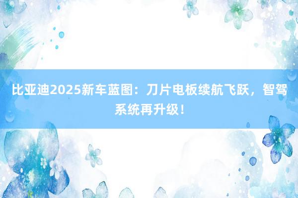 比亚迪2025新车蓝图：刀片电板续航飞跃，智驾系统再升级！