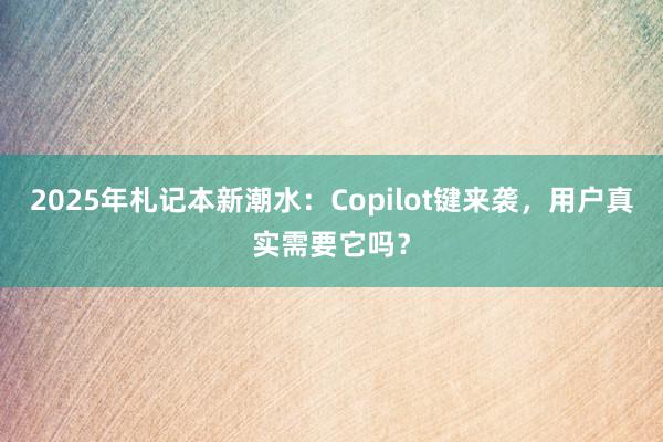 2025年札记本新潮水：Copilot键来袭，用户真实需要它吗？