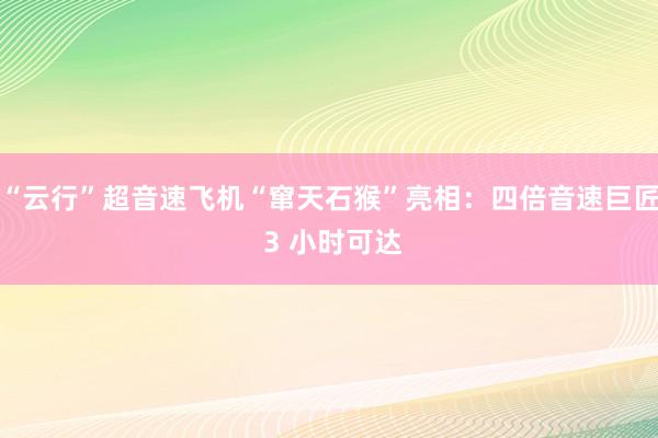 “云行”超音速飞机“窜天石猴”亮相：四倍音速巨匠 3 小时可达