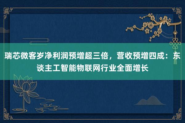 瑞芯微客岁净利润预增超三倍，营收预增四成：东谈主工智能物联网行业全面增长