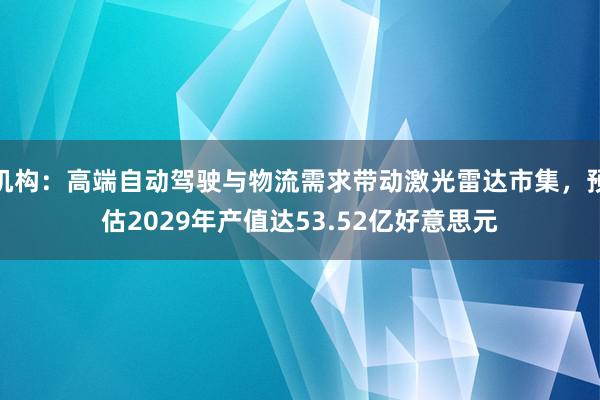 机构：高端自动驾驶与物流需求带动激光雷达市集，预估2029年产值达53.52亿好意思元