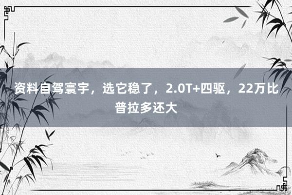 资料自驾寰宇，选它稳了，2.0T+四驱，22万比普拉多还大