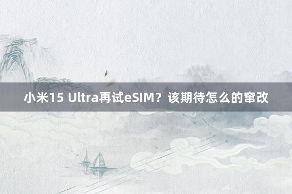 小米15 Ultra再试eSIM？该期待怎么的窜改