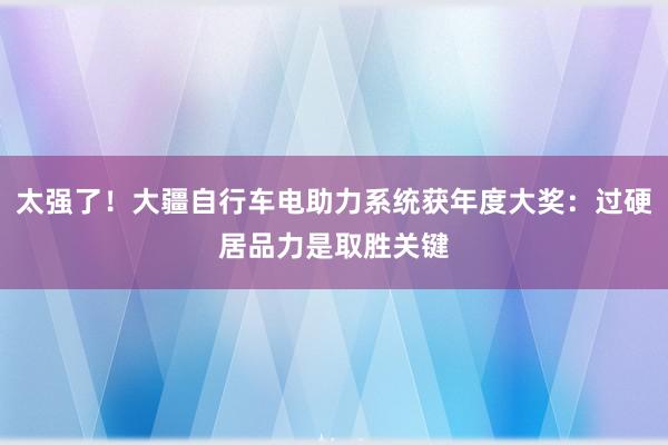 太强了！大疆自行车电助力系统获年度大奖：过硬居品力是取胜关键