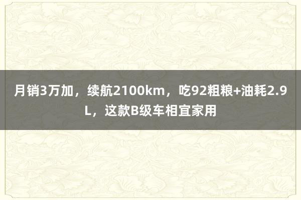 月销3万加，续航2100km，吃92粗粮+油耗2.9L，这款B级车相宜家用