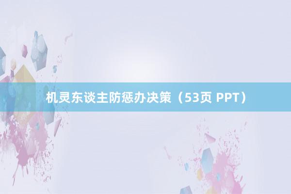 机灵东谈主防惩办决策（53页 PPT）