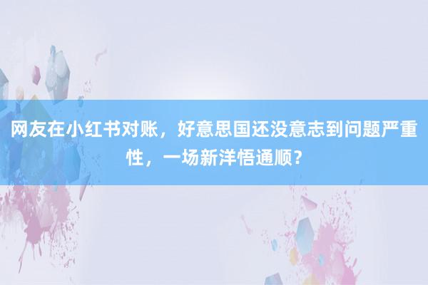 网友在小红书对账，好意思国还没意志到问题严重性，一场新洋悟通顺？