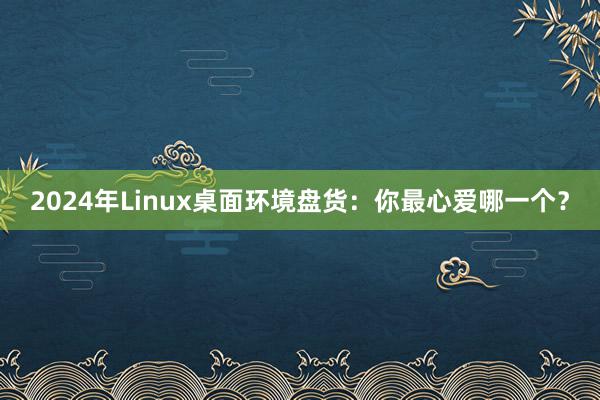 2024年Linux桌面环境盘货：你最心爱哪一个？