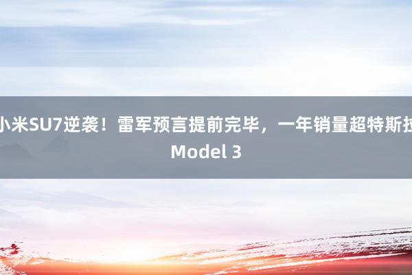 小米SU7逆袭！雷军预言提前完毕，一年销量超特斯拉Model 3