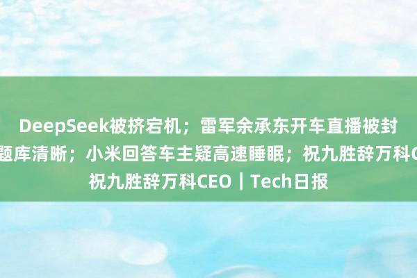 DeepSeek被挤宕机；雷军余承东开车直播被封；B站回答春晚题库清晰；小米回答车主疑高速睡眠；祝九胜辞万科CEO｜Tech日报