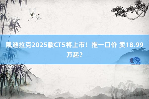 凯迪拉克2025款CT5将上市！推一口价 卖18.99万起？