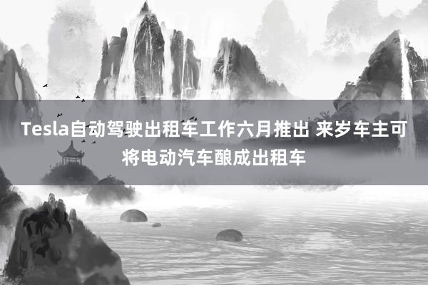 Tesla自动驾驶出租车工作六月推出 来岁车主可将电动汽车酿成出租车