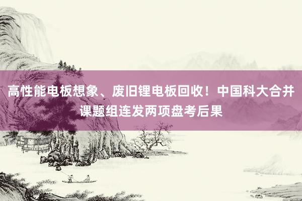 高性能电板想象、废旧锂电板回收！中国科大合并课题组连发两项盘考后果