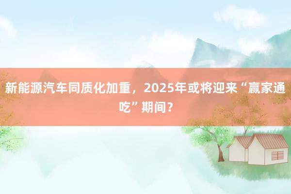 新能源汽车同质化加重，2025年或将迎来“赢家通吃”期间？