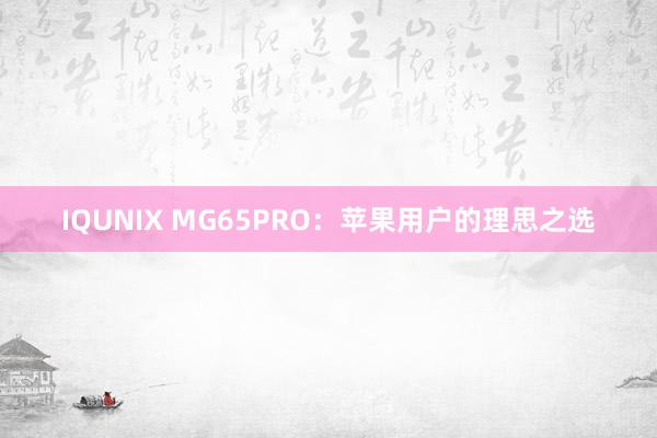 IQUNIX MG65PRO：苹果用户的理思之选